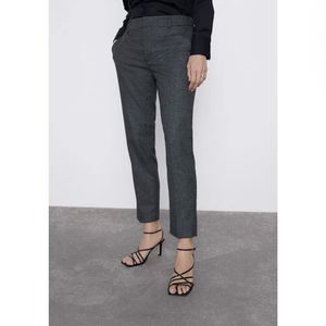 ZARA Plaid Chino Fit Pants Gary Black Womens Size 10